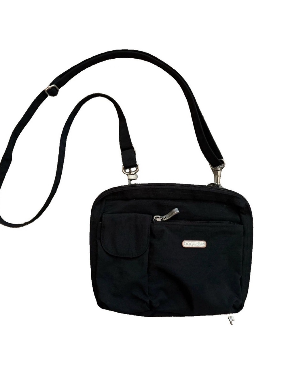 Baggallini Crossbody Bag Black Nylon Travel Purse Zip Pockets Card Slots